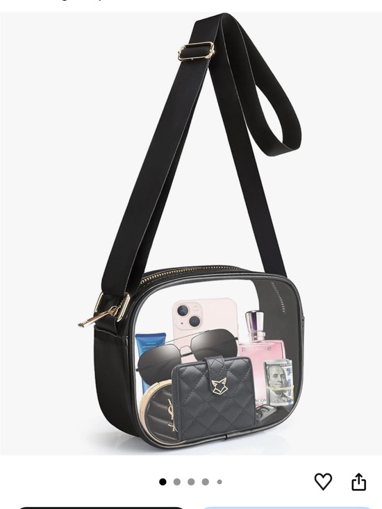 Handbags - “Brand New”, Never Used Clear Crossbody Bag with Black Trim and Adjustable Strap